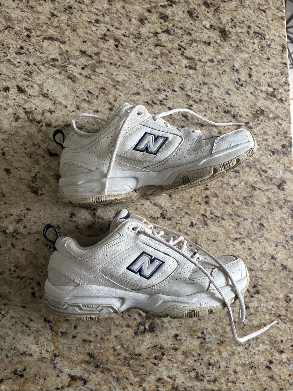 New Balance White and Navy Sneakers - Picture 3 of 5